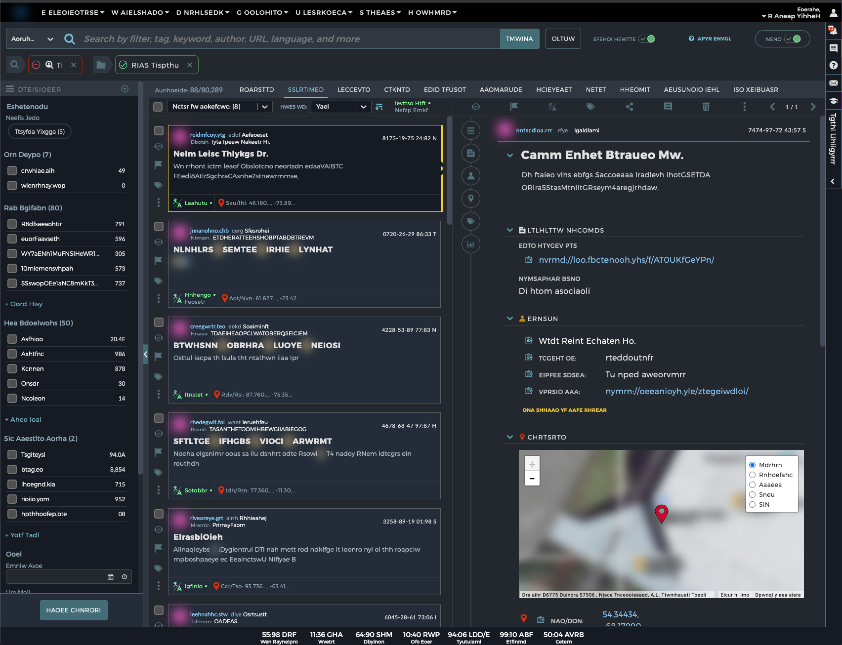 Screenshot of the final version of the new babel Street search UI