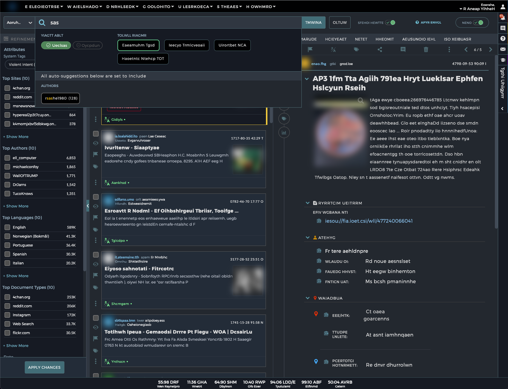 Screenshot of the new Babel Street search UI