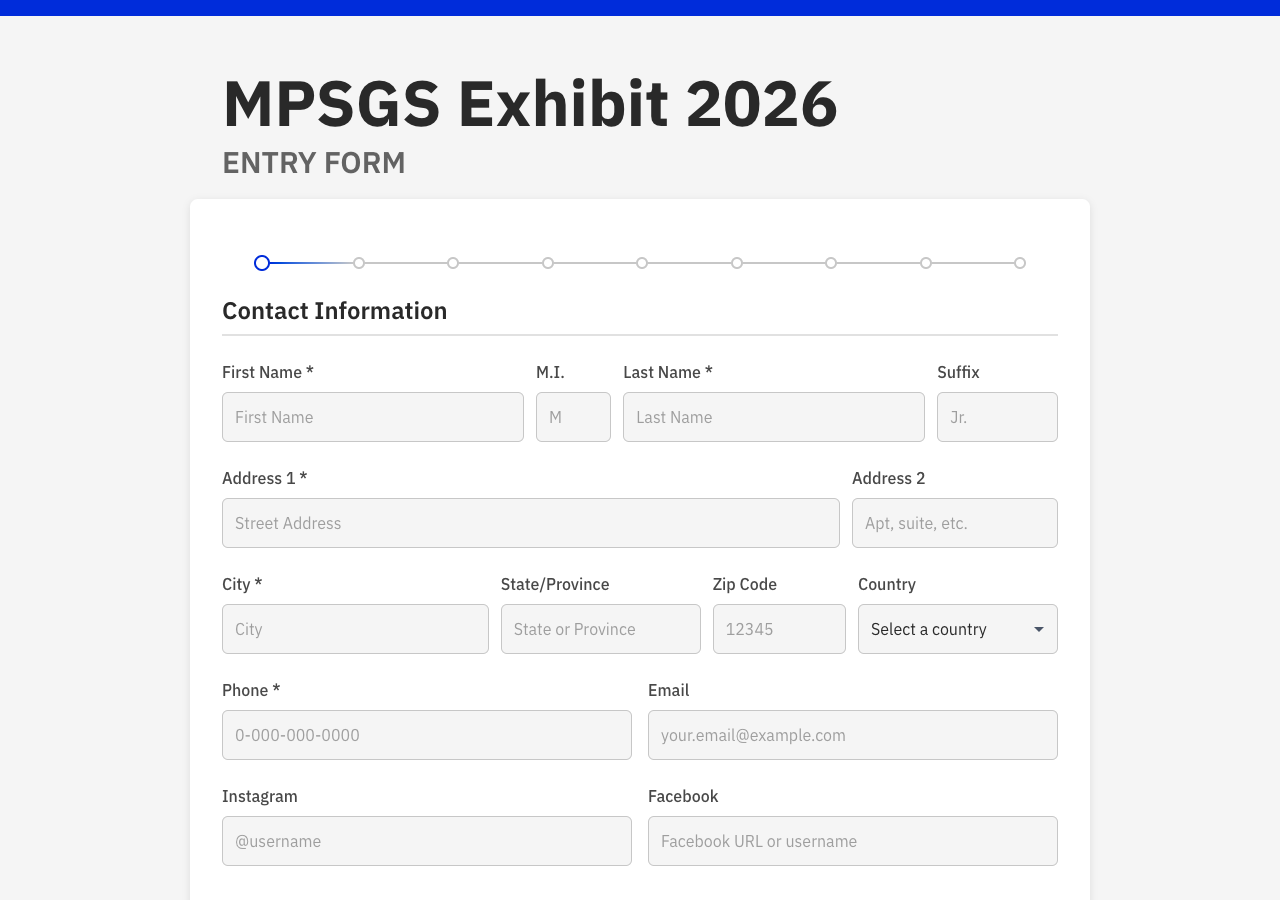 2026 wizard contact step with name, email, phone, and address fields plus a pinned running total footer