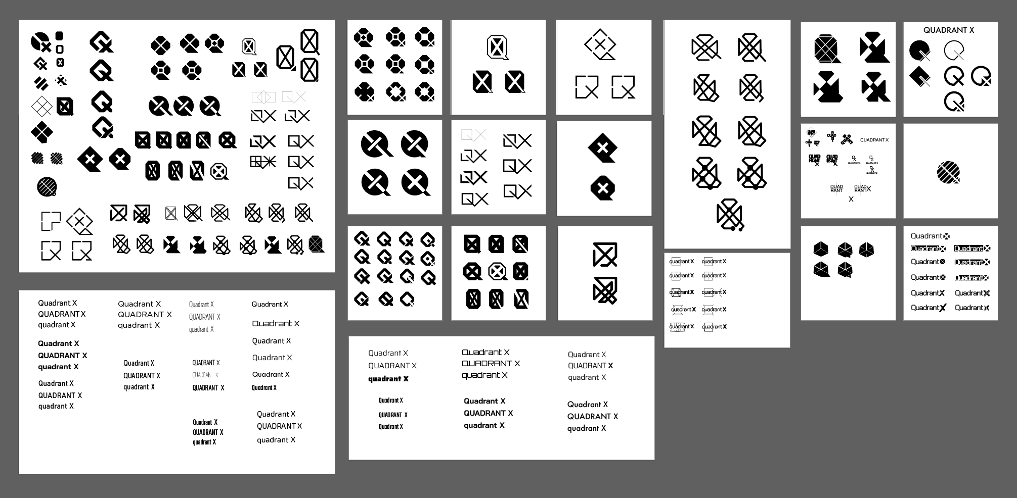 Design exploration for the Quadrant X mark and typography